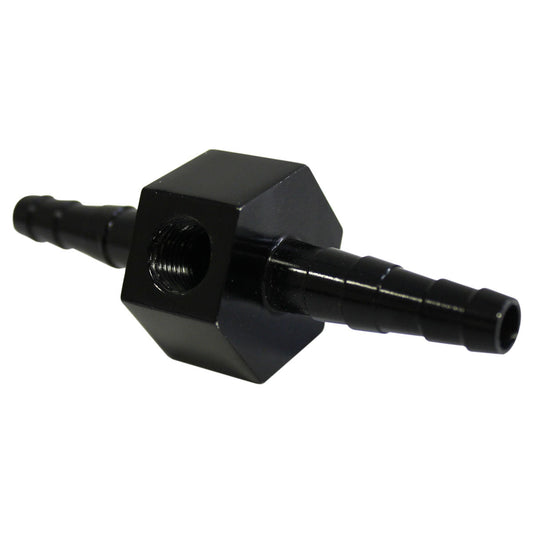 SAAS Inline Gauge Adaptor 5/16 - 3/8 Black Billet 1/8" NPT Female