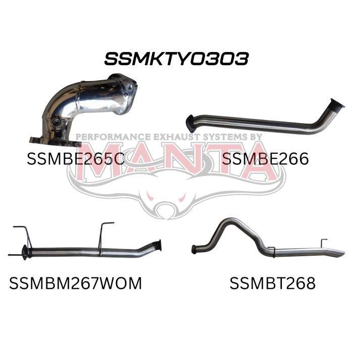 MANTA 4X4 3" TURBO BACK EXHAUST TOYOTA LANDCRUISER HDJ100 4.2L 1HD TURBO DIESEL WAGON 1998-2007