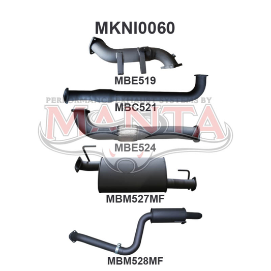 MANTA 4X4 NISSAN PATHFINDER R51 2.5L TURBO DIESEL SPANISH BUILT MANUAL & AUTO (NO DPF) APRIL 2007 -  2013 3" ALUMINISED/STAINLESS STEEL EXHAUST