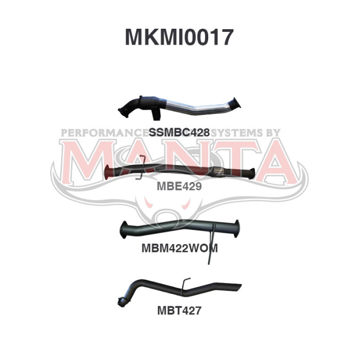MANTA 4X4 MITSUBISHI TRITON MQ, MR 2.4L , 2015 ON, WITH DPF 3" ALUMINISED/STAINLESS STEEL EXHAUST