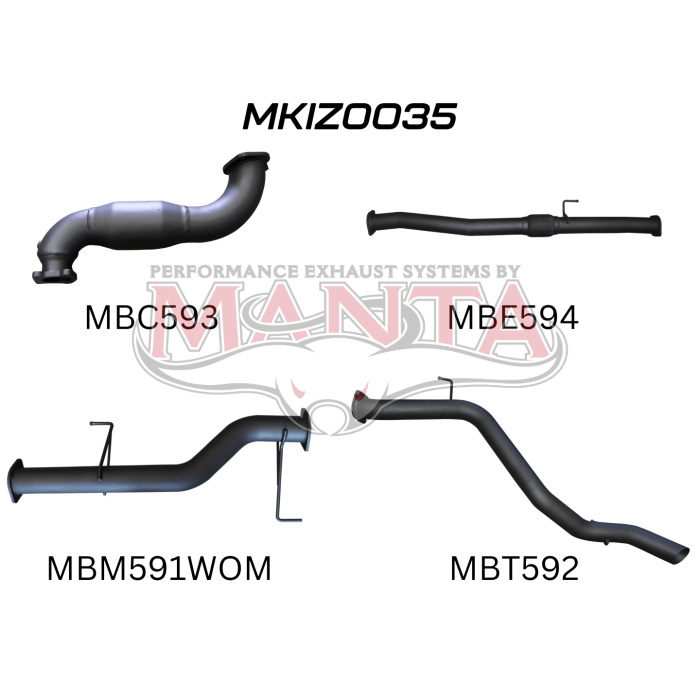 MANTA 4X4 ISUZU MU-X 3.0L NOV 2013 JAN 2017 (NO DPF) ALUMINISED/STAINLESS STEEL  EXHAUST
