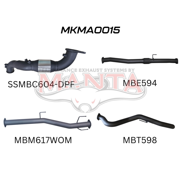 MANTA 4X4 MAZDA BT50 3.0L 2020 ONWARDS (WITH DPF) 3" ALUMINISED/STAINLESS STEEL EXHAUST