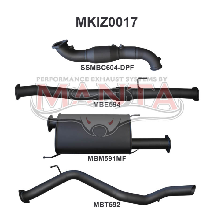 MANTA 4X4 ISUZU MU-X 3.0L 2017 - 2021 ALUMINISED/STAINLESS STEEL EXHAUST