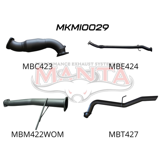 MANTA 4X4 MITSUBISHI TRITON MN 2.5L AUTO, 2008 - 2015 3" ALUMINISED/STAINLESS STEEL EXHAUST