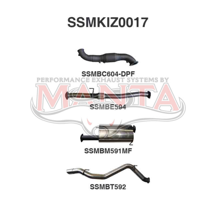 MANTA 4X4 ISUZU MU-X 3.0L 2017 - 2021 ALUMINISED/STAINLESS STEEL EXHAUST