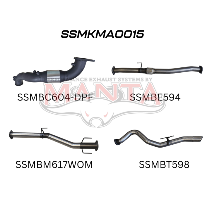 MANTA 4X4 MAZDA BT50 3.0L 2020 ONWARDS (WITH DPF) 3" ALUMINISED/STAINLESS STEEL EXHAUST