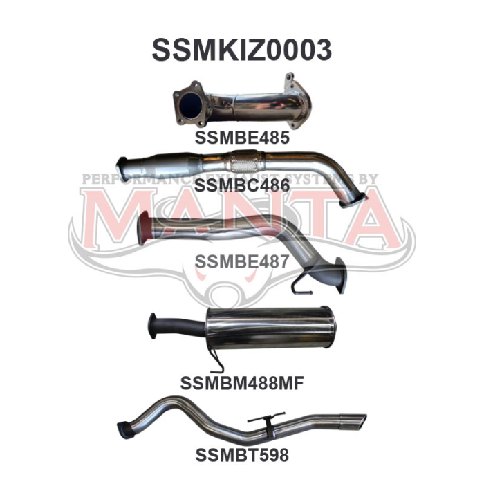 MANTA 4X4 ISUZU DMAX 3.0L 4JJ1TC (STYLESIDE, SHORT WHEELBASE) JULY 2008 - JULY 2010 ALUMINISED/STAINLESS STEEL  EXHAUST