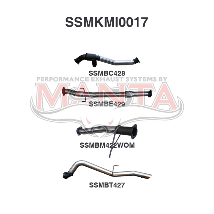 MANTA 4X4 MITSUBISHI TRITON MQ, MR 2.4L , 2015 ON, WITH DPF 3" ALUMINISED/STAINLESS STEEL EXHAUST