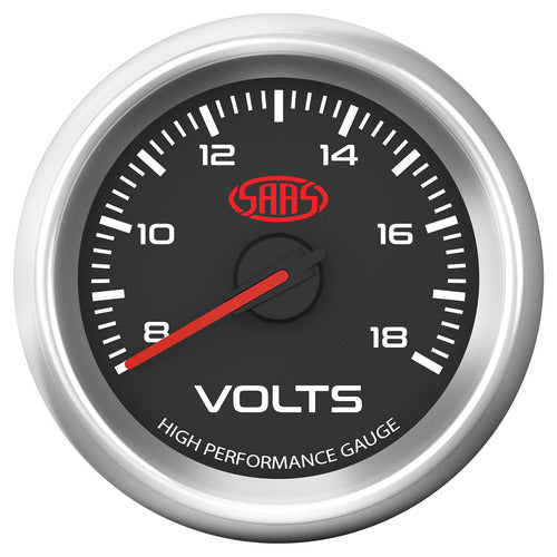 SAAS Volt Gauge 8v-18v 52mm Black Muscle Series 3 (SG32250)