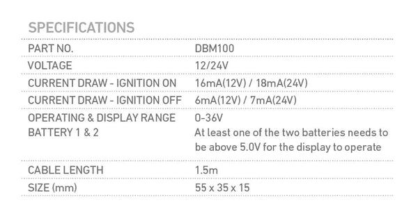 PROJECTA 12/24V Dual Battery Volt Meter – THE DIESEL DOCTOR AUSTRALIA