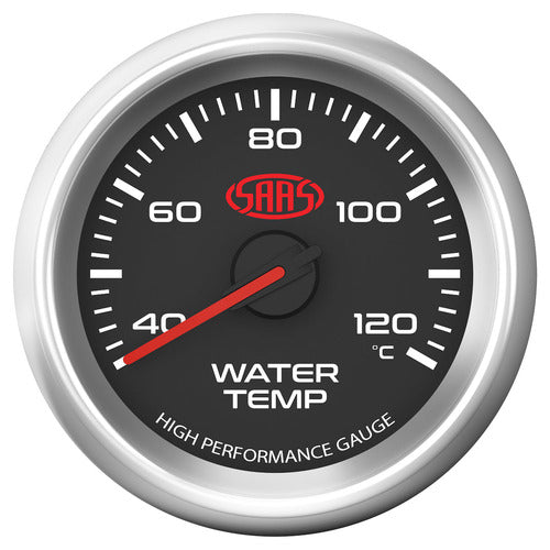 SAAS Water Temp Gauge 40°-120° 52mm Black Muscle Series 3 (SG32220)