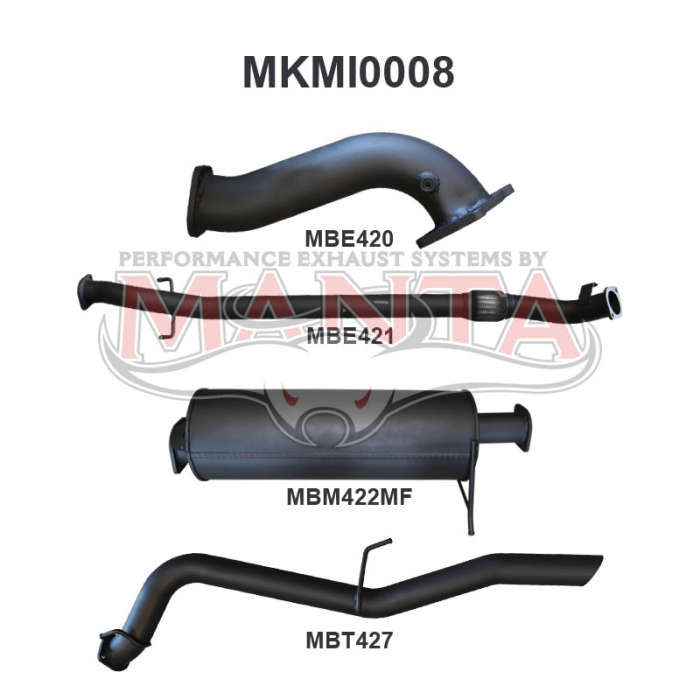 MANTA 4X4 MITSUBISHI TRITON ML 3.2L , 2006 - 2009 3" ALUMINISED/STAINLESS STEEL EXHAUST