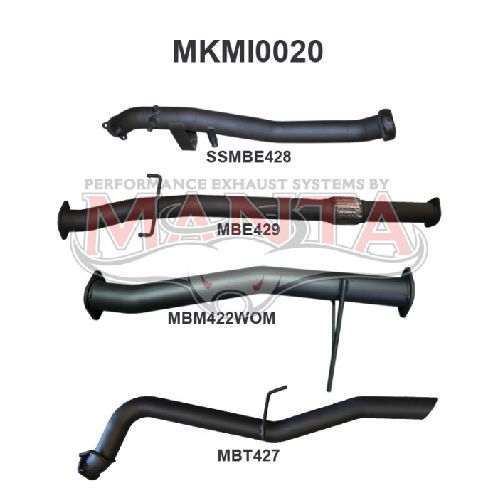 MANTA 4X4 MITSUBISHI TRITON MQ, MR 2.4L , 2015 ON, WITH DPF 3" ALUMINISED/STAINLESS STEEL EXHAUST