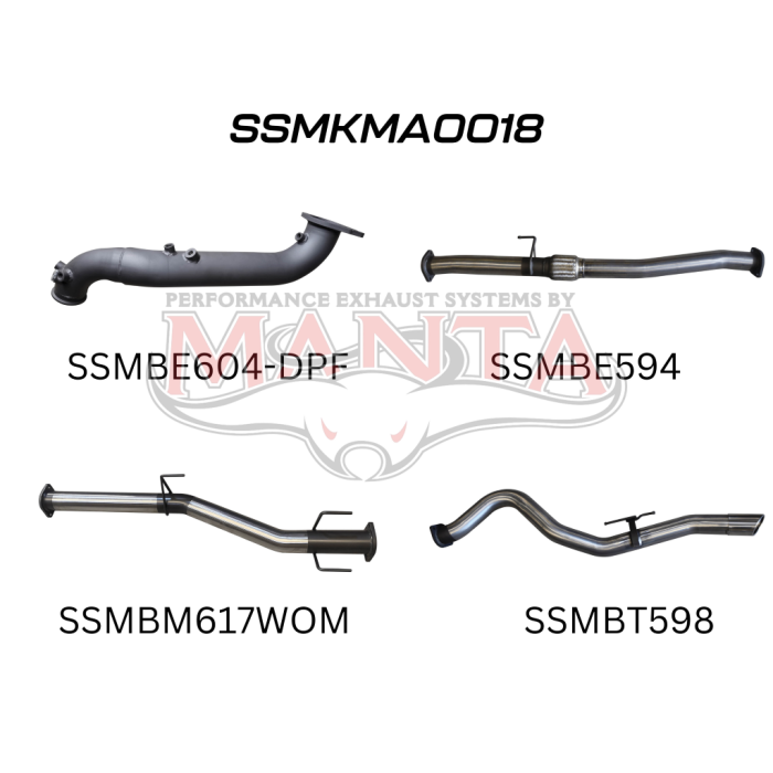 MANTA 4X4 MAZDA BT50 3.0L 2020 ONWARDS (WITH DPF) 3" ALUMINISED/STAINLESS STEEL EXHAUST