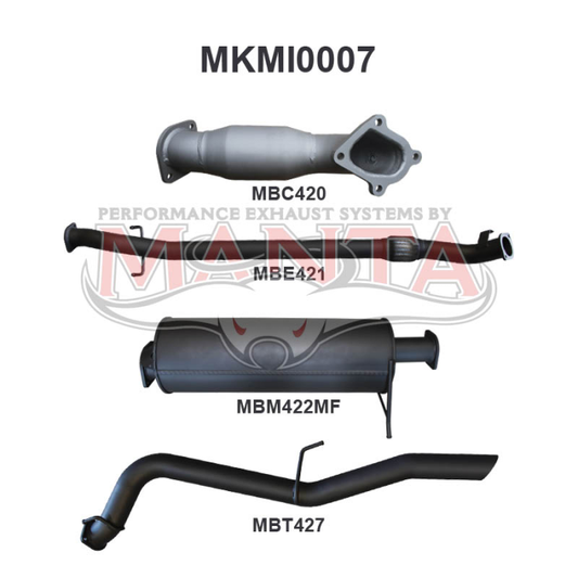 MANTA 4X4 MITSUBISHI TRITON ML 3.2L , 2006 - 2009 3" ALUMINISED/STAINLESS STEEL EXHAUST