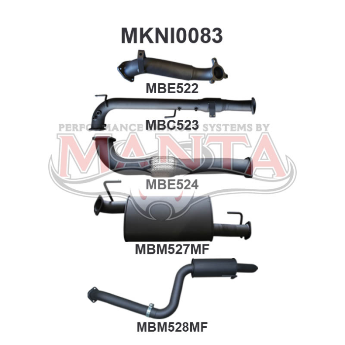 MANTA 4X4 NISSAN PATHFINDER R51 2.5L TURBO DIESEL THAI BUILT AUTOMATIC (WITH DPF) APRIL 2007 - 2013 3" ALUMINISED/STAINLESS STEEL EXHAUST