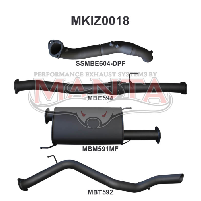 MANTA 4X4 ISUZU MU-X 3.0L 2017 - 2021 ALUMINISED/STAINLESS STEEL EXHAUST