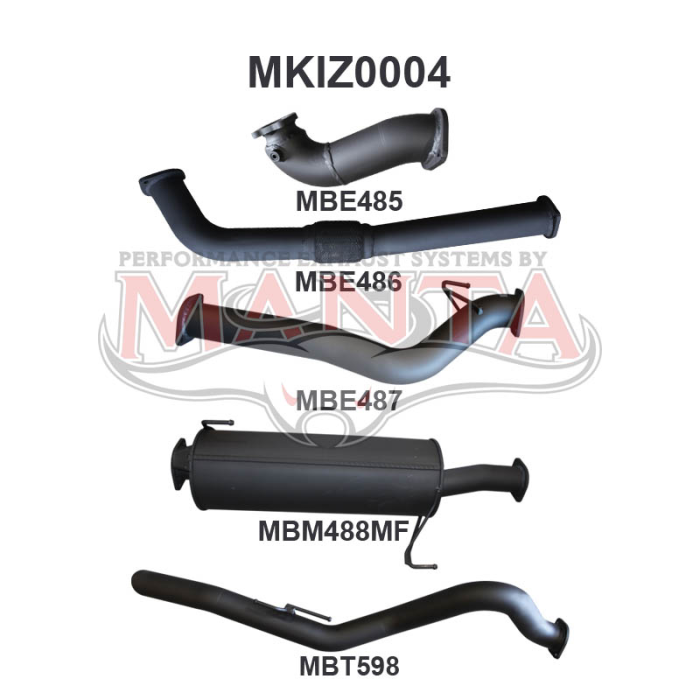 MANTA 4X4 ISUZU DMAX 3.0L 4JJ1TC (STYLESIDE, SHORT WHEELBASE) JULY 2008 - JULY 2010 ALUMINISED/STAINLESS STEEL  EXHAUST