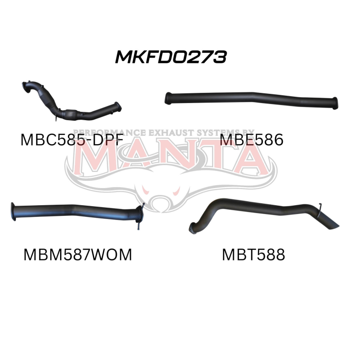 MANTA 4x4 FORD RANGER PX2, PX3 DUAL CAB 3.2L OCT 2016 -2022 (WITH DPF)  EXHAUST