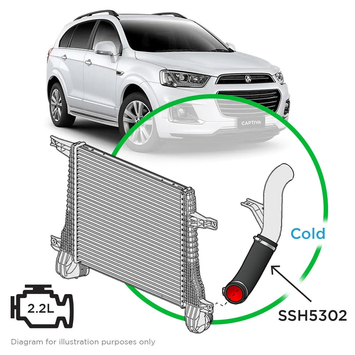 SAAS Silicone Intercooler Cold Pipe to suit Holden Captiva CG 2011 - 2021
