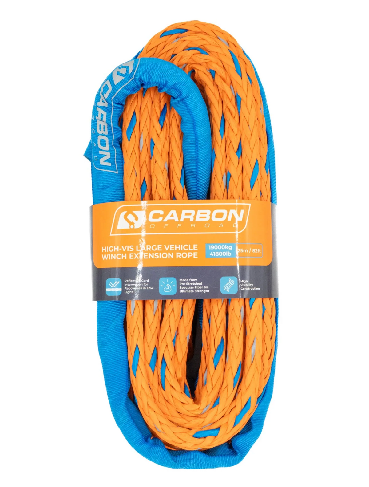 CARBON OFFROAD High-Vis Large Vehicle Winch Extension Rope