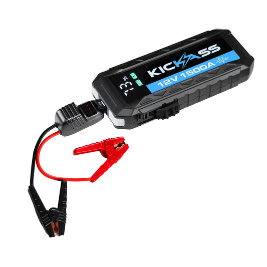 KICKASS 12V, 1500A Portable Car Jump Starter with Power Bank - 3000A Peak