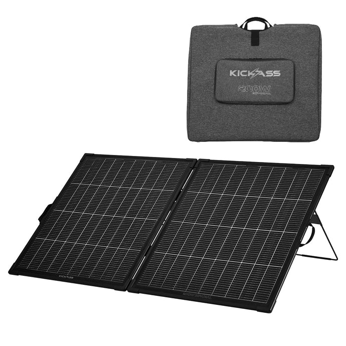 KICKASS 12V 200W Portable Folding Bi Facial Lightweight Solar Panel