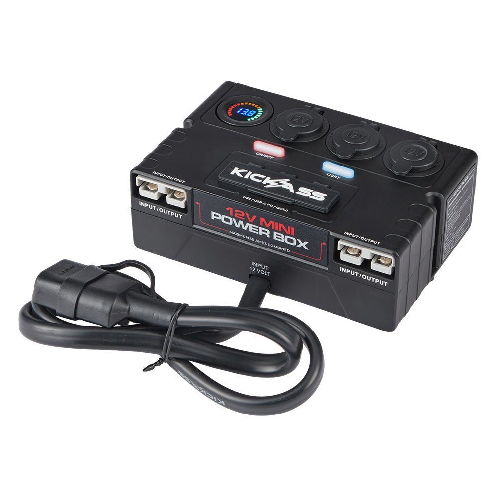 KICKASS 12V Mini Control Box with 2 x Anderson, 6 x USB & 3 x Cig Sockets