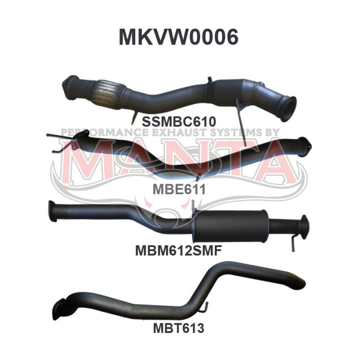 MANTA 4X4 3" EXHAUST VOLKSWAGEN AMAROK  (JUNE 2011  TO  JUNE 2012) TDI400, TDI420 2H 2.0L BI-TURBO UTE