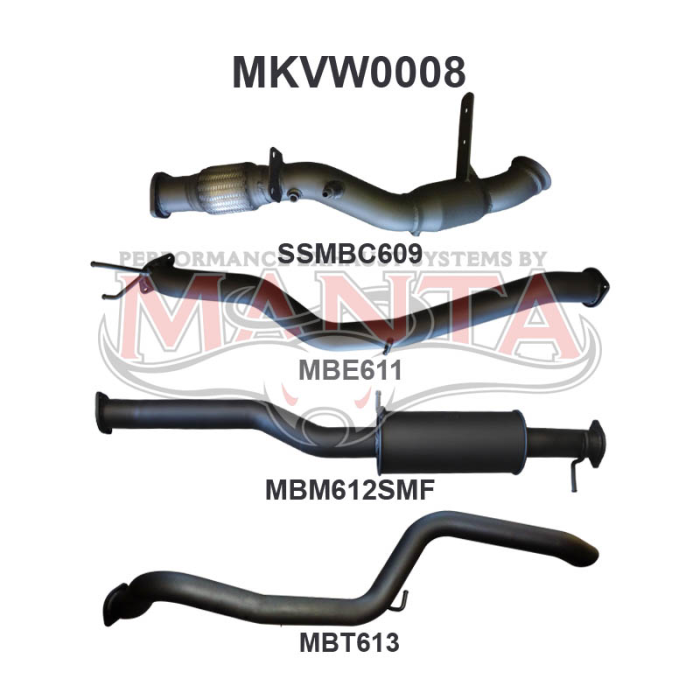 MANTA 4X4 3" EXHAUST VOLKSWAGEN AMAROK  (JUNE 2011  TO  JUNE 2012) TDI400, TDI420 2H 2.0L BI-TURBO UTE