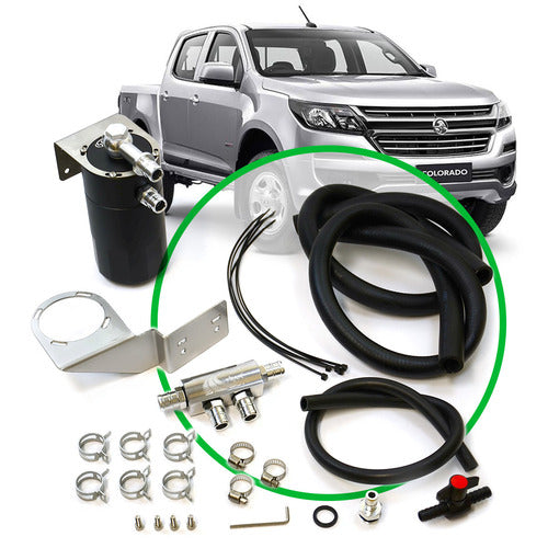 SAAS DIESEL OIL CATCH CAN WITH FULL INSTALL KIT FOR COLORADO RGII 2.8L 2016 - ON Black Anodised