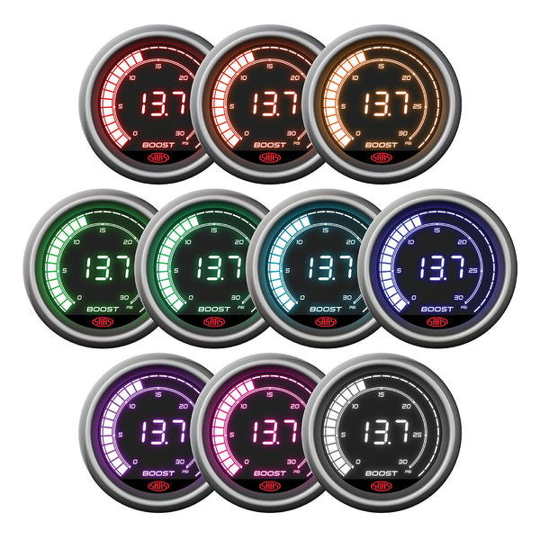 Analog Black Gauges Set SAAS Muscle 52mm (2") Black EGT Pyrometer & Turbo Boost Gauge Set - 0-30 PSI / 0-900°C For Diesel Black Analog Gauges 0-30PSI 900C