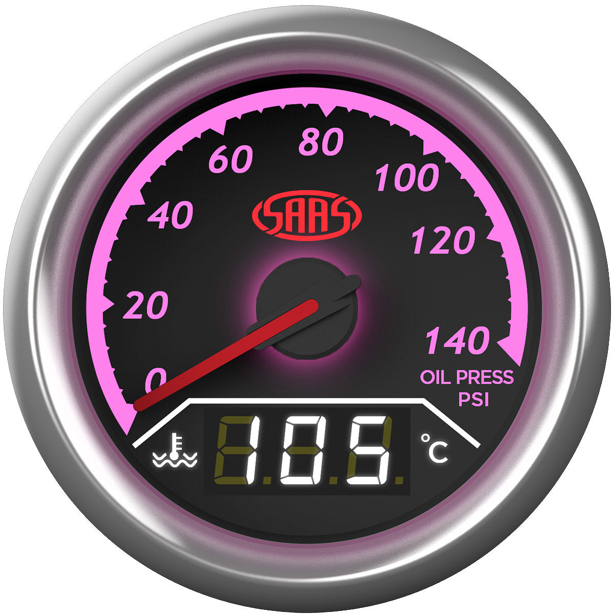 SAAS Dual Gauge Oil Pressure 140 Psi/Water Temp 40°-120° Analogue/Digital Trax Series (SG613020)