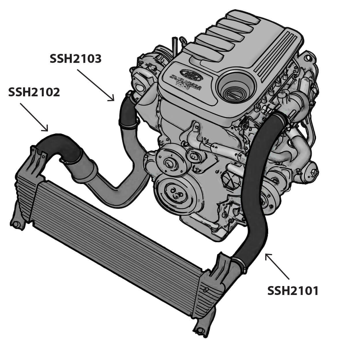 SAAS Silicone Intercooler Top Pipe Cold Side Ranger/BT50 3.2L 2011 - 2020 (SSH2101)