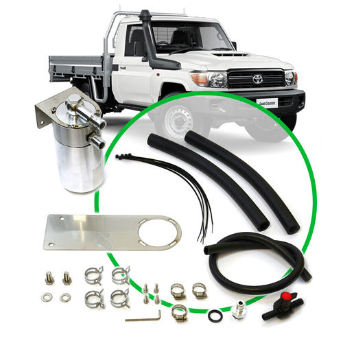 SAAS Oil Catch Tank Full Kit suit Landcruiser 79 Series 4.5L 2009 Polished Aluminium