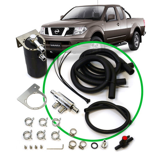 SAAS Oil Catch Tank Full Kit suit Navara D40 2.5L 2005 - 2015 Black Anodised