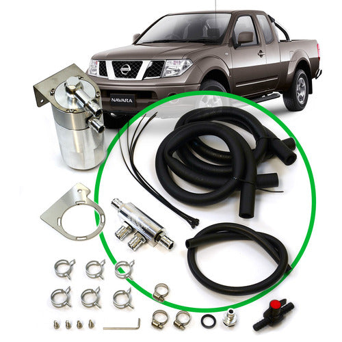 SAAS Oil Catch Tank Full Kit suit Navara D40 2.5L 2005 - 2015 Polished Aluminium