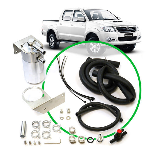 SAAS Oil Catch Tank Full Kit Hilux KUN 3.0L 2005 - 2015 Polished Tank