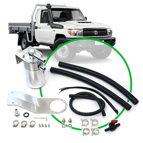 SAAS Oil Catch Tank Full Kit suit Landcruiser 79 Series 4.5L Polished
