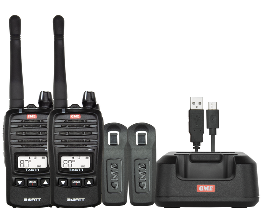 GME TX677TP 2 WATT UHF CB HANDHELD RADIO - TWIN PACK