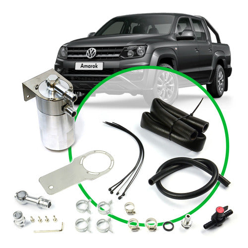 SAAS Oil Catch Tank Full Kit suit Volkswagen Amarok 2.0L 2011 on Polished Aluminium